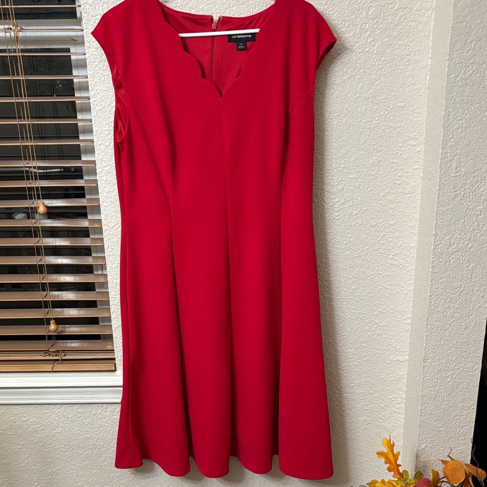 Liz Claiborne  Vibrant Red Midi Dress